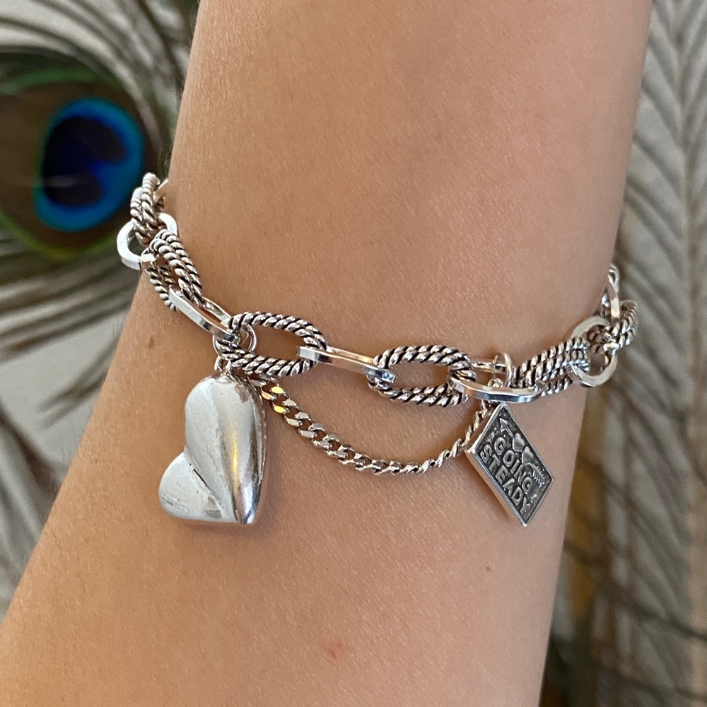 925 sterling silver heart rectangle tag bracelet